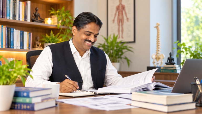 Dr. Sarang Patil smiling in a professional office setting