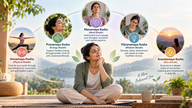 A person applying the Panchakosha framework to everyday activities